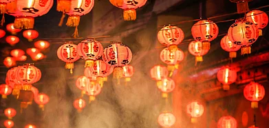 Red lanterns are important during the festivities to ward off the monsters