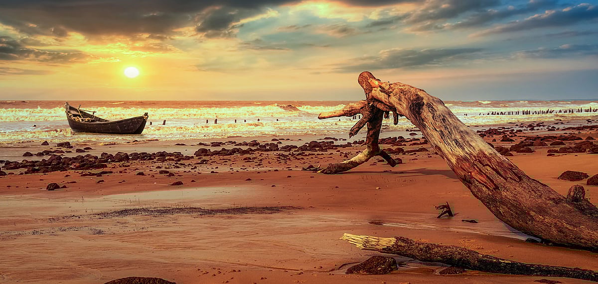 Scenic beach sunrise at Chandpur beach near Digha 