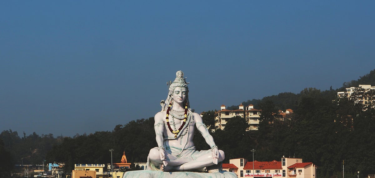 A statue of Shiva on the banks of the Ganges in Rishikesh.