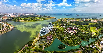 Birds eye-view of the Singapore city skyline