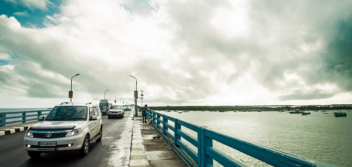 Driving down the Pamban Road Bridge that connects the subcontinent to Rameswaram island