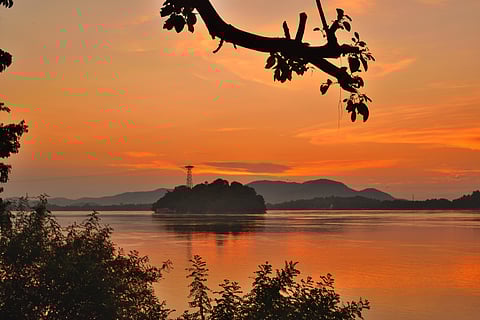 Umananda island at sunset