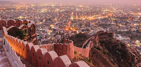 View of Jaipur city from the ramparts of Nahargarh Fort