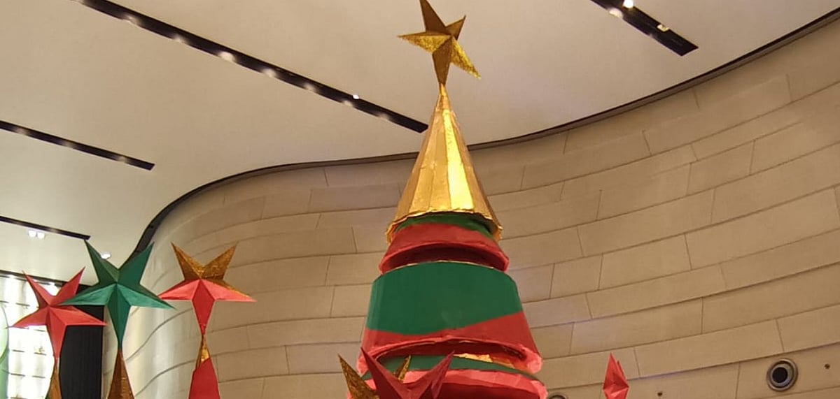 The cluster of trees, all being extensively photographed by onlookers, is made with 100% sustainable raw materials. Credit Antara Chatterjee