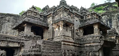 Kailasa temple in Ellora Caves.
