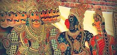 Hanuman and Ravan in Tolu Bommalatta