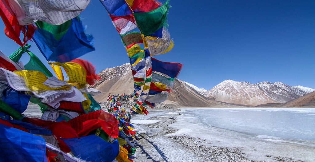 Winter at the frozen Pangong Tso