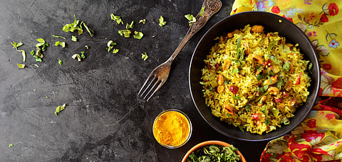 Enjoy hot poha for breakfast