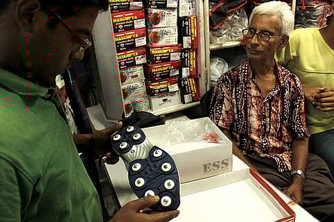 A shopper at Dasgupta Sports