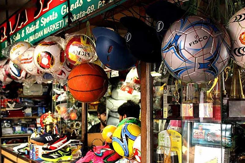 A shop at displaying its wares