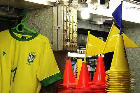 A shop selling the Brazilian football team jersey