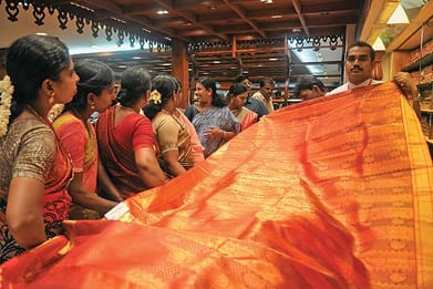 Shopping for a Kanjeevaram is often a family ritual