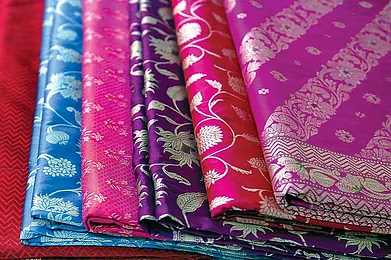 Banarasi saris with their trademark patterns
