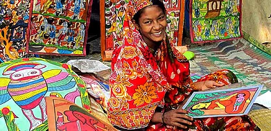 A Bengali patua or chitrakar (painter singer) in Naya village in Pingla block of West Midnapore