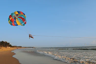 Parasailing off Baga beach, Goa