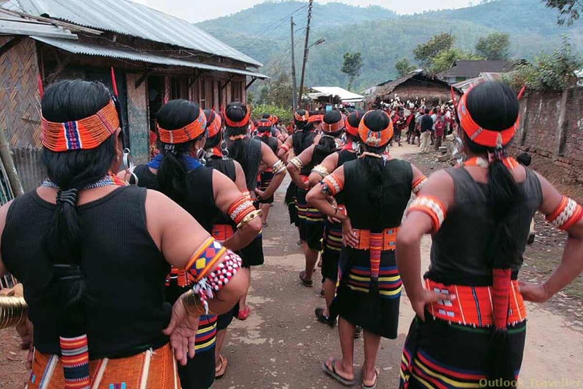 Villagers gather for the Nagaland Spring festival