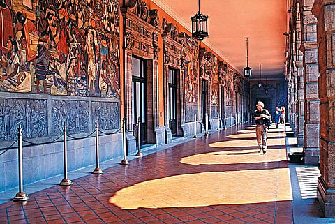 Murals by Diego Rivera inside Mexico City's National Palace