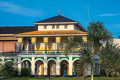 The exterior of Maimoon Palace outside Medan