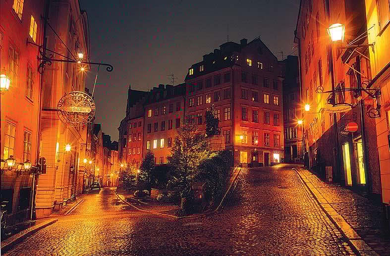 The old town of Sweden at night