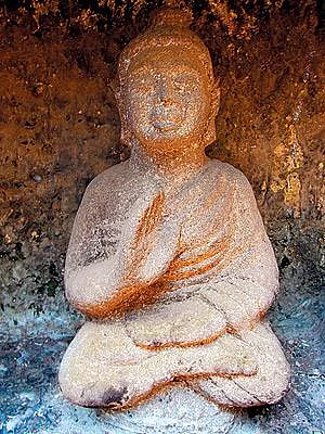 The main image of Buddha at the stupa in Sopara