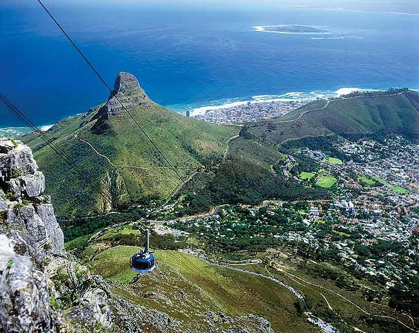 A cable car to Table Mountain