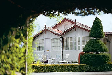 On a brighter day, sitting outside at Tranquilitea Rosery Cottage is the perfect option