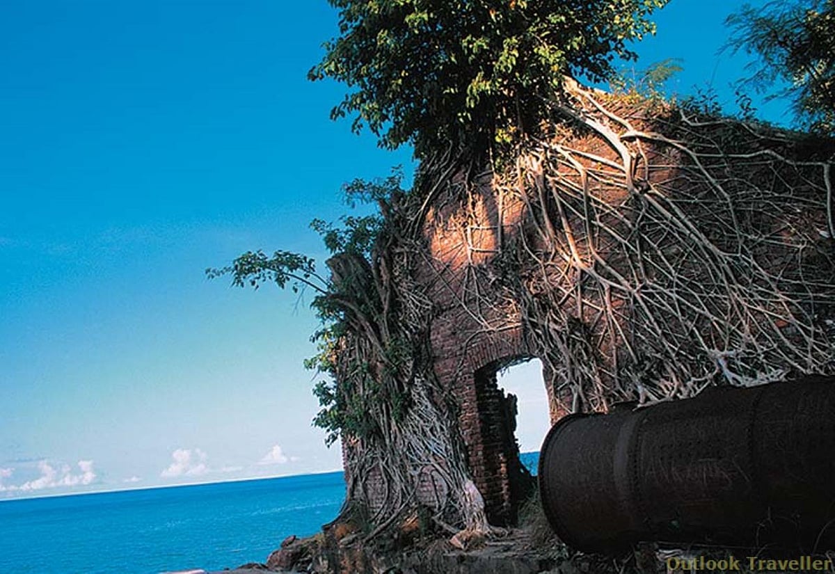 A solitary cannon stands guard at Ross Island, which is slated to host a sound and light show