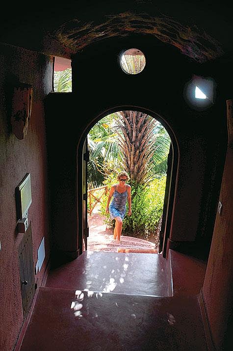 The path to the beach shack set below The Hobbit