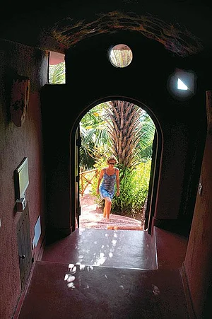 The path to the beach shack set below The Hobbit