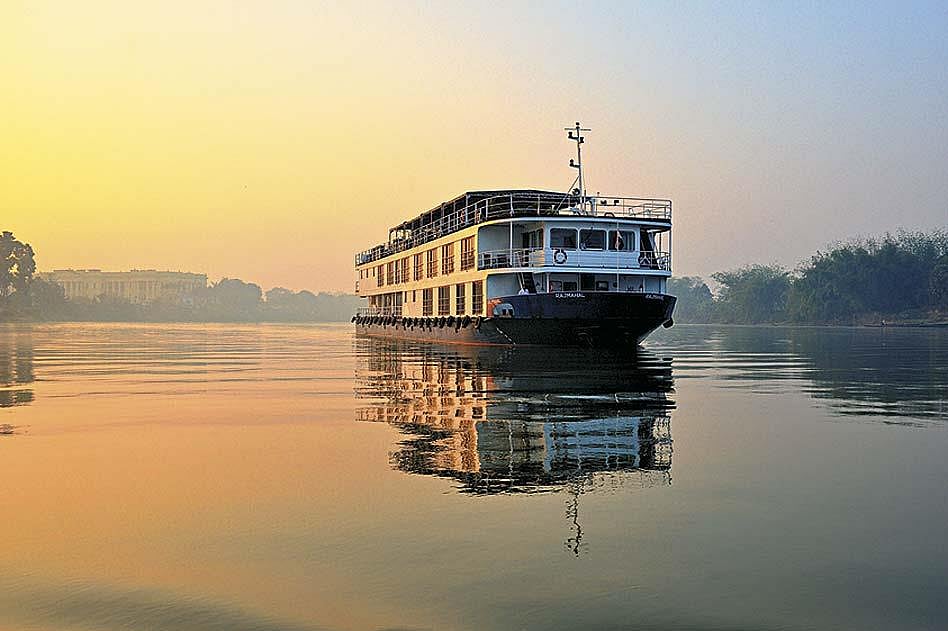 The brand new cruise vessel, Rajmahal, drifts up the Hooghly