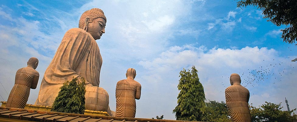 The 80 feet tall Buddha statue in Bodh Gaya, Bihar