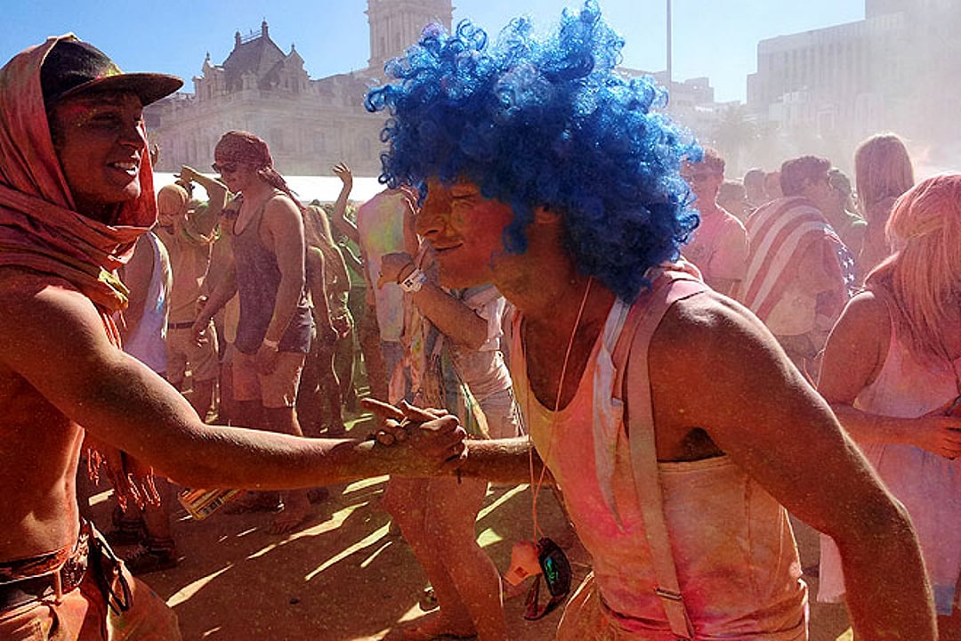 People celebrating Holi in Italy
