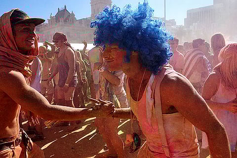People celebrating Holi in Italy