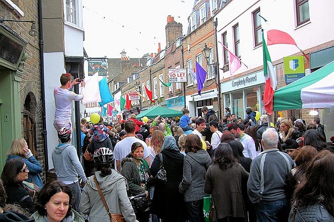 Holi celebration in the streets of Washington DC in the USA