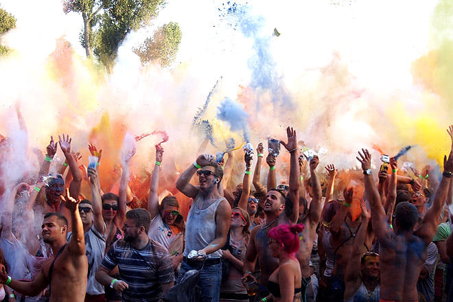 A holi party in a UK neighbourhood