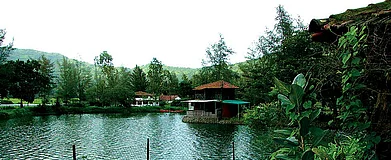 A machan on the edge of the picturesque Kalote Lake in Durshet, Maharashtra