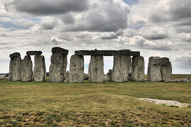 An aerial view of Stonehenge, UK
