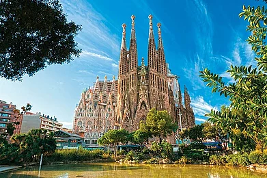 Spain Day and Night in Barcelona