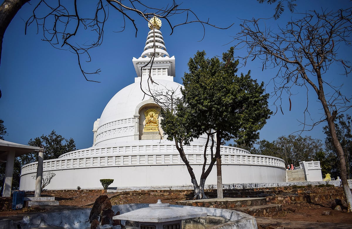  Shanti Stupa in Rajgir. Credit Fabfocus / Shutterstock.com