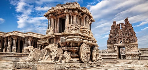 The famous chariot temple in Hampi