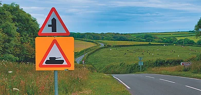 Roads in Great Britain sport many traffic signs. Credit Shutterstock