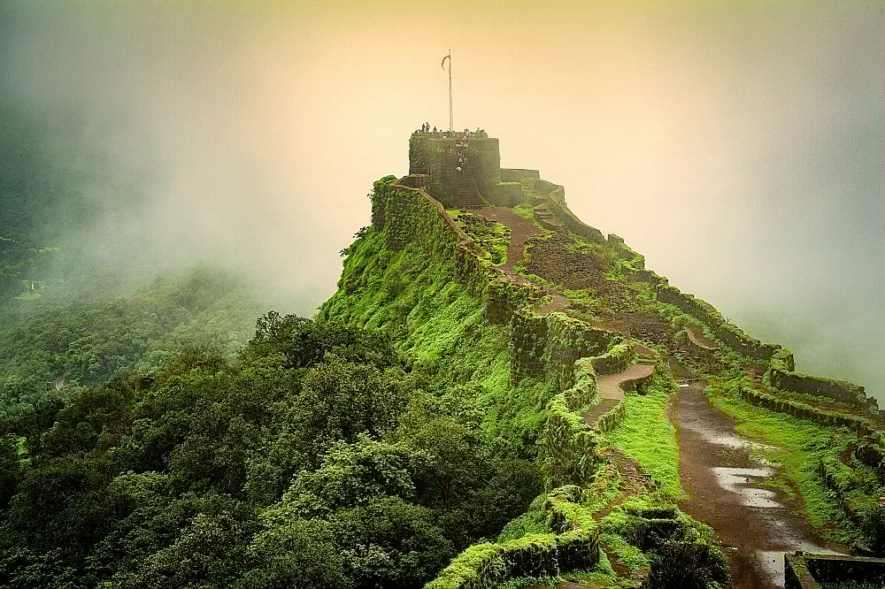 View of Shivajis Pratapgarh Fort near Mahabaleshwar