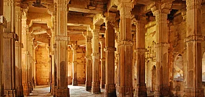 The interior architecture of the Jami Masjid in Champaner