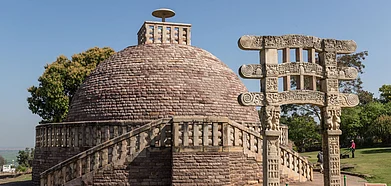 The Great Stupa at Sanchi are a popular Buddhist pilgrimage location