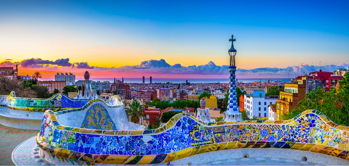Barcelona as seen from Park Guell at sunset