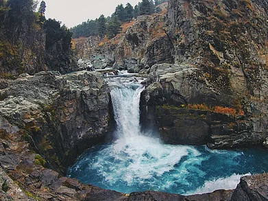 Shutterstock : Aharbal Falls in Kulgam districts Noorabad region is mesmerising