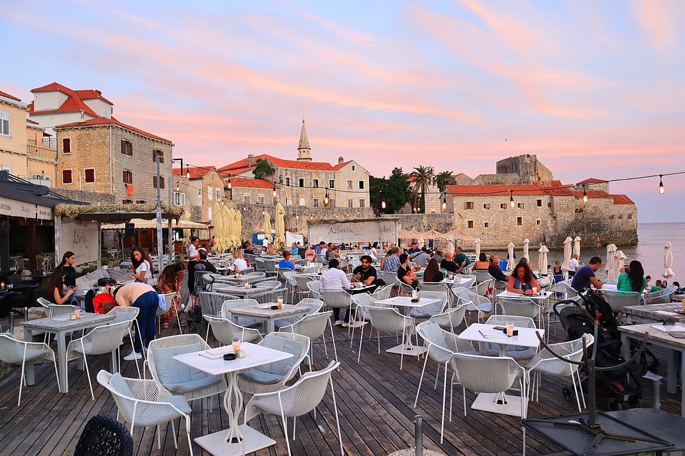 Budva boasts several waterfront eateries 