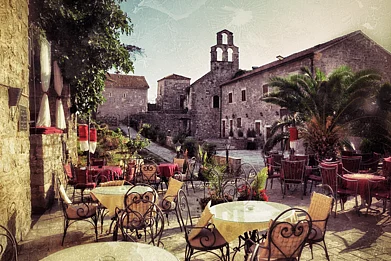 A local cafe in Budvas Old Town