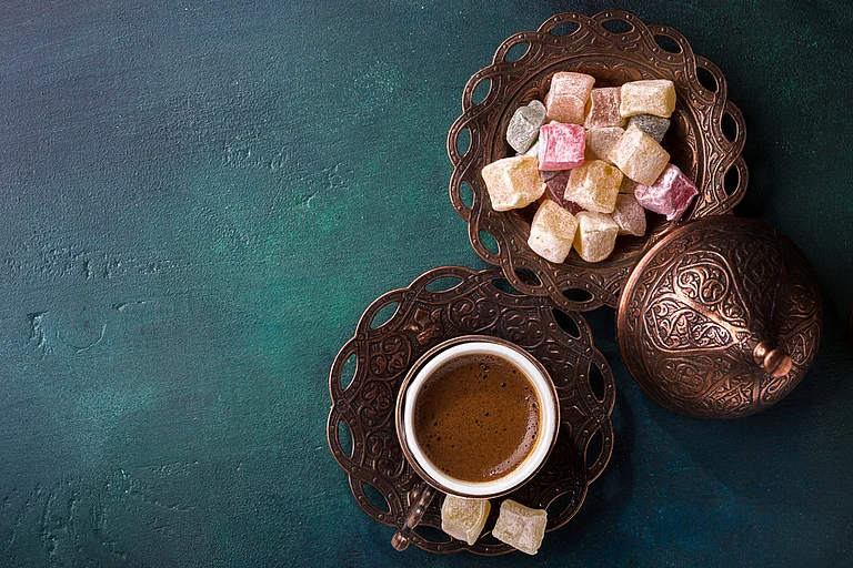 Turkish coffee and Turkish delight. - Shutterstock