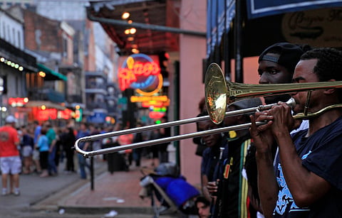 Jazz musicians performing in the French Quarter of New Orleans